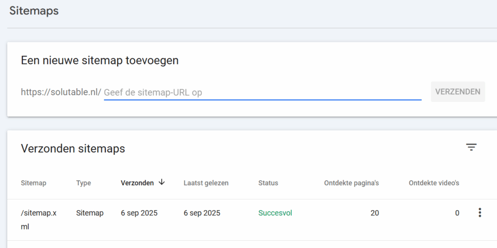 Sitemap succesvol